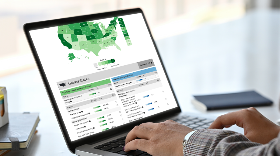 Person working at laptop screen with interactive map